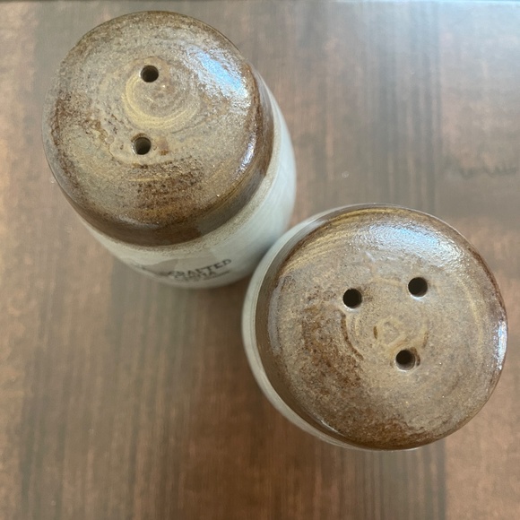 Handmade Ceramic Grey and Brown Salt and Pepper Shaker with Large Holes - Picture 5 of 6